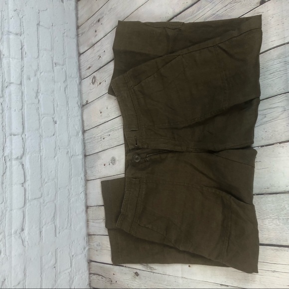 Eddie Bauer Olive green 100% Linen cropped pants Womens SZ 2 - Picture 3 of 7